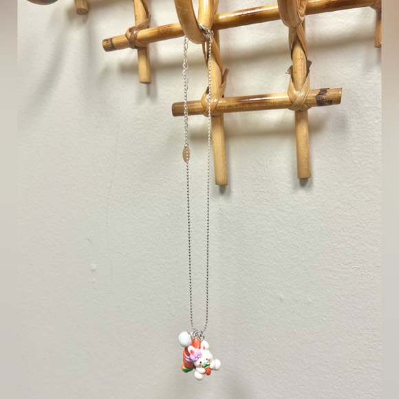HANDCRAFTED - UPCYCLED 🥕 Easter Bunny & Carrot Multi-Charm Necklace - Picture 2 of 3